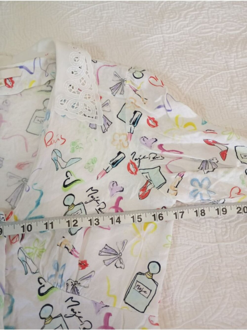 Maje Multicolor Printed Playsuit Lace Collar & Short Sleeves 100% Viscose 36 (S) - Picture 8 of 16